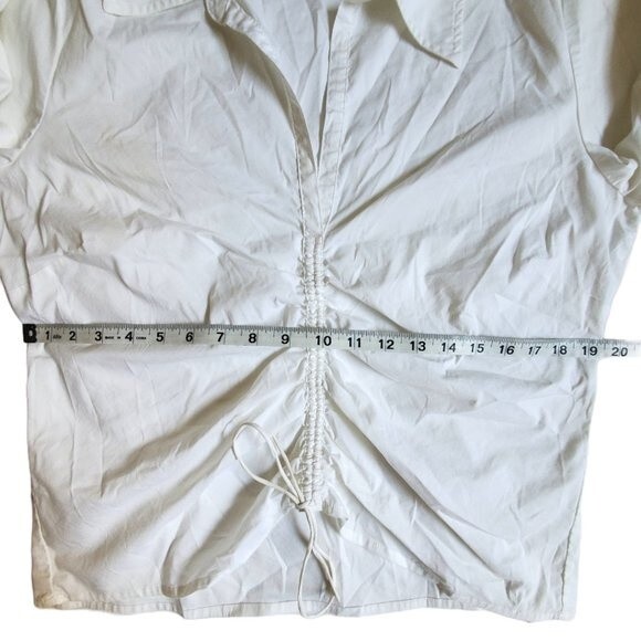 Old Navy Stretch white 3/4 sleeve collared tie front top sz XL - Picture 10 of 12